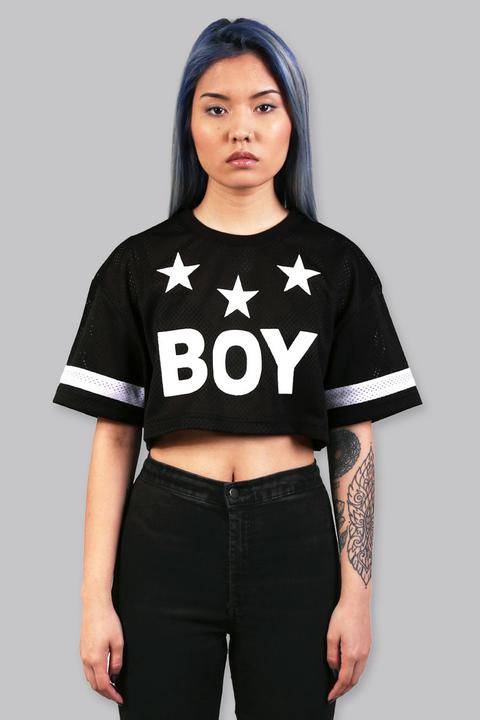 Boy Tri Star Croptop - Black/white