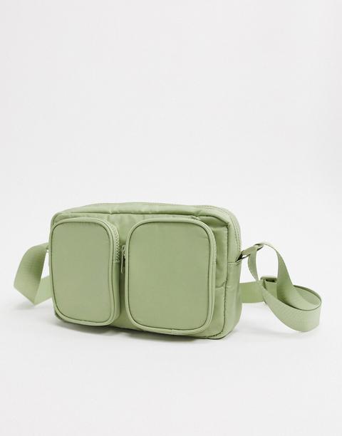 Monki Alina Recycled Nylon Across Body Bag In Green