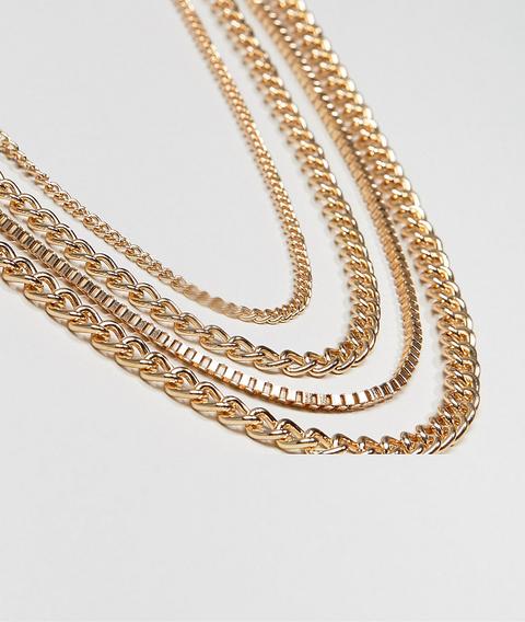 Asos Design Chain Pack In Gold Tone