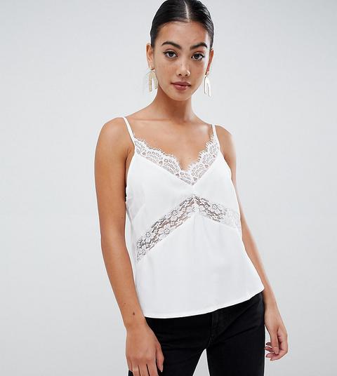 Missguided Petite - Canotta Bianca In Pizzo - Bianco