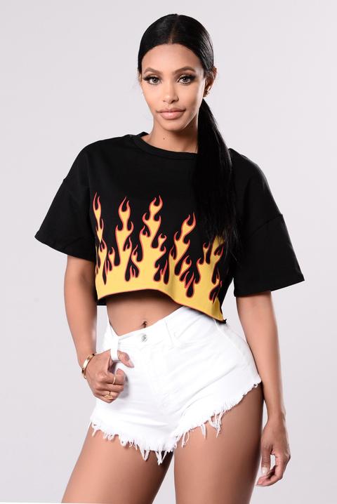 Set Your Love On Fire Top - Black