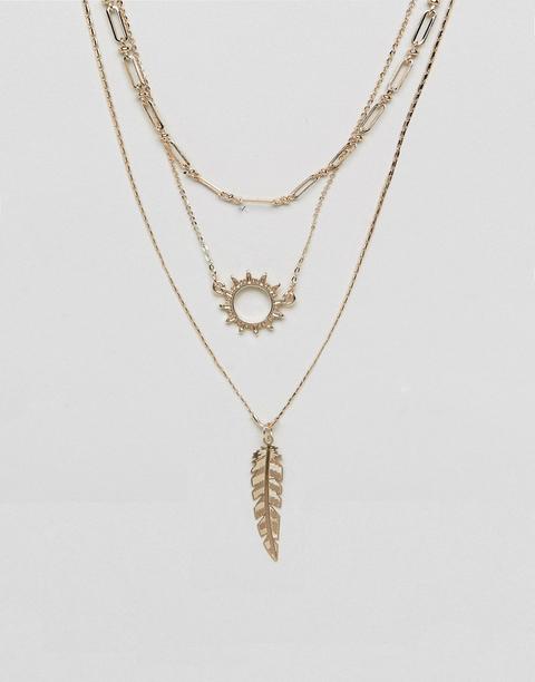 Collar De Varias Vueltas Con Bonito Detalle Abierto De Sol De Asos