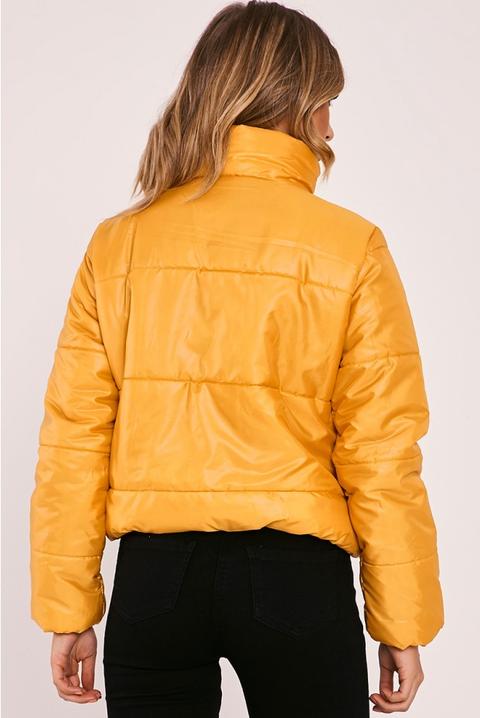 Nailah Mustard Cropped Padded Puffer Coat