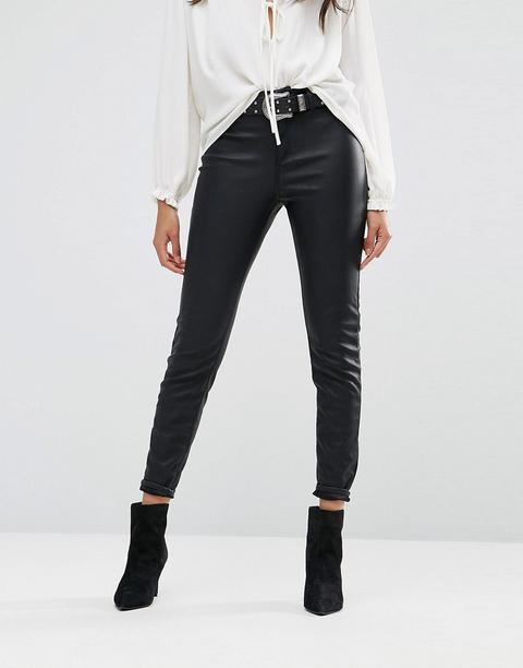 River Island - Pantaloni Skinny In Pelle Sintetica - Nero