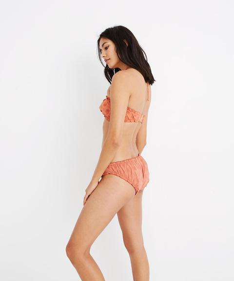 Madewell Second Wave Ruffled Bandeau Bikini Top In Embroidered Eyelet
