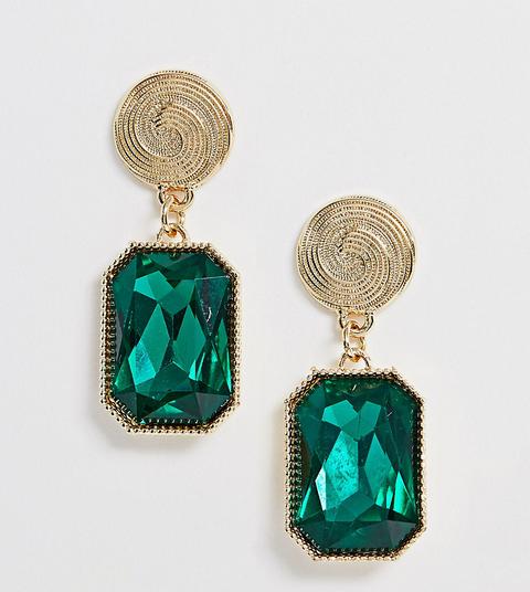 Pendientes De Tendencia Con Piedra Verde De Reclaimed Vintage Inspired-dorado