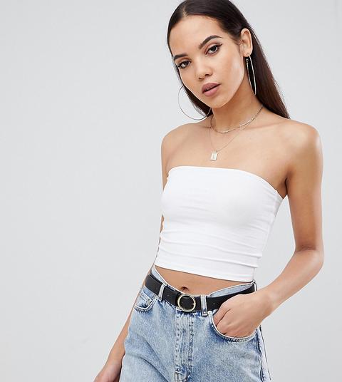 Asos Design Tall - Top Bandeau Court - Blanc