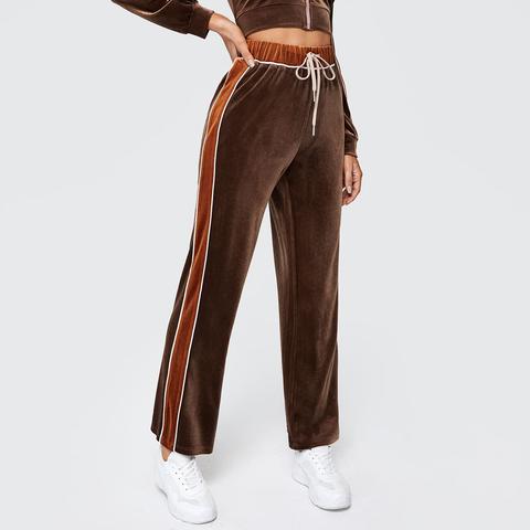 Velvet Contrast Sideseam Drawstring Trousers