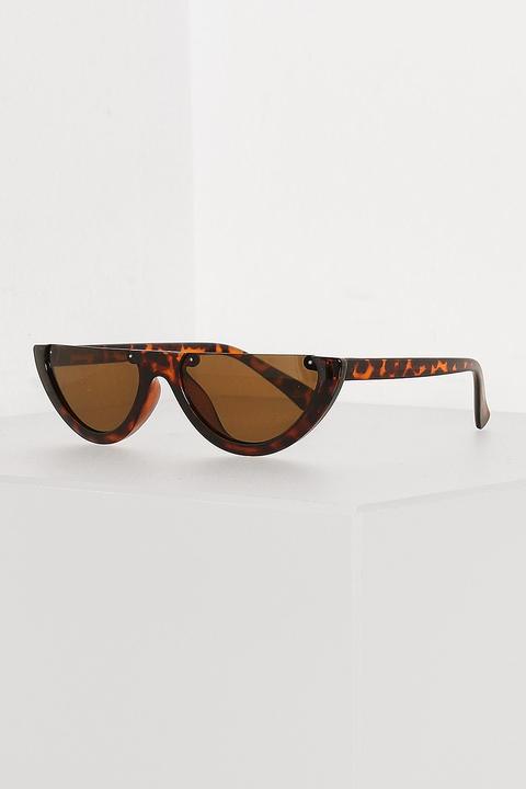 Brown Tortoiseshell Half Frame Sunglasses