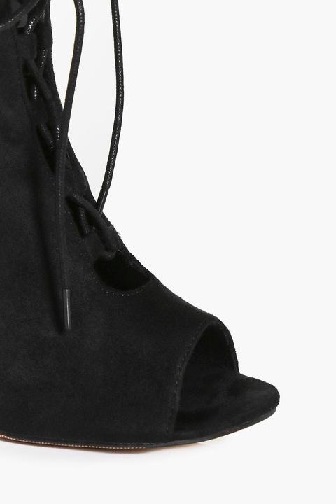 Ivy Peeptoe Lace Up And Back Over Knee Boot