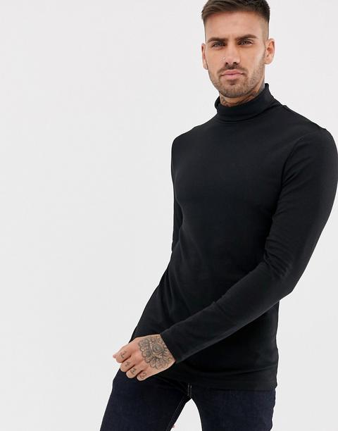 River Island - Top Dolcevita A Maniche Lunghe Nero - Nero