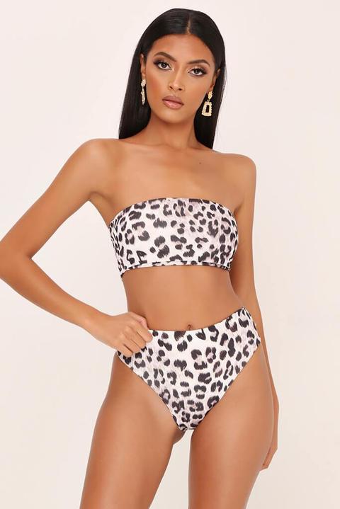 leopard print bandeau bikini