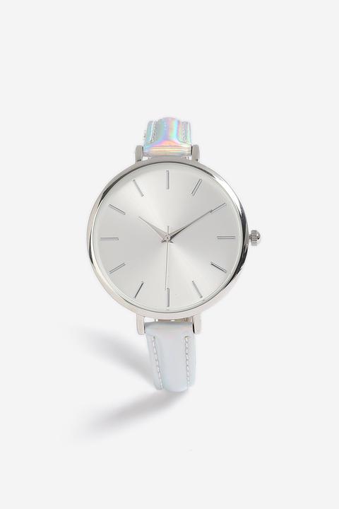 Womens **holographic Strap Watch - Silver, Silver