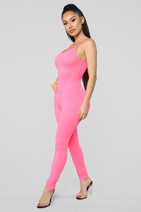 neon pink jumpsuit