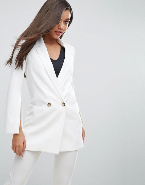 Asos - Blazer Con Spacchi Sulle Maniche - Bianco