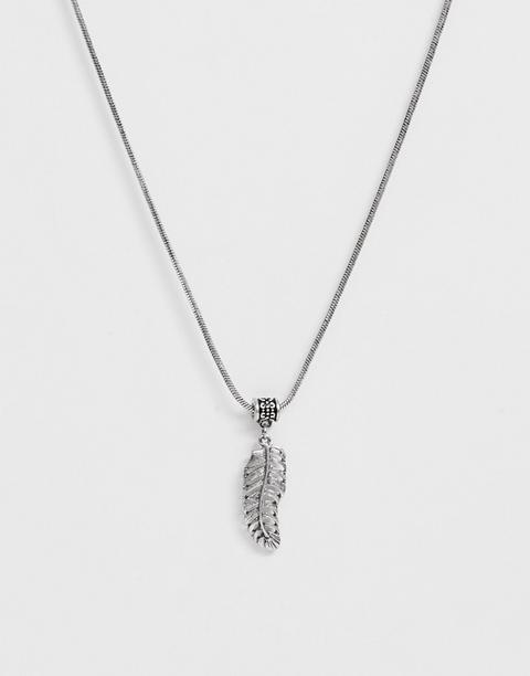 Classics 77 Neck Chain With Leaf Pendant In Silver