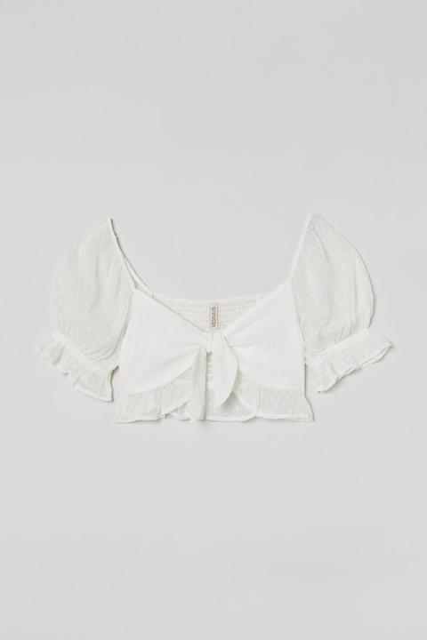 Top Cropped Con Volantes - Blanco