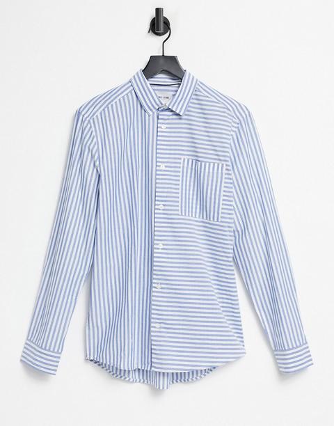 Only & Sons Stripe Shirt In Blue And White