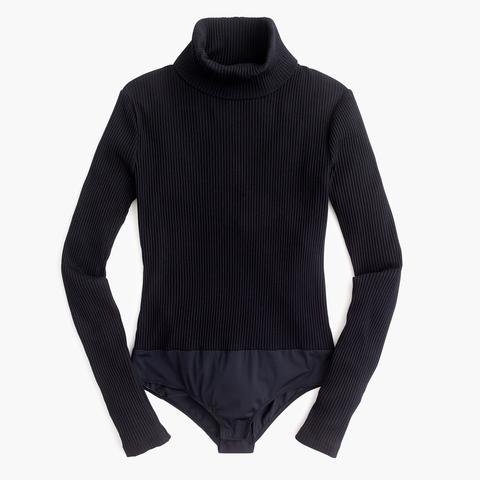 Ribbed Knit Turtleneck Bodysuit