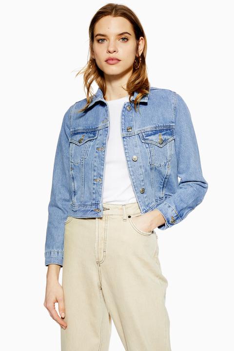 womens mid blue denim jacket