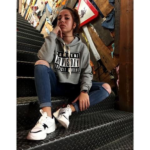 Sudadera Mujer Uissos Con Capucha Parental Advisory Gris