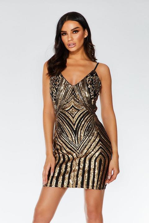 Black And Gold Sequin Bodycon Dress