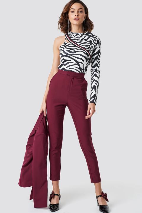 Slim Leg Suit Pants Burgundy