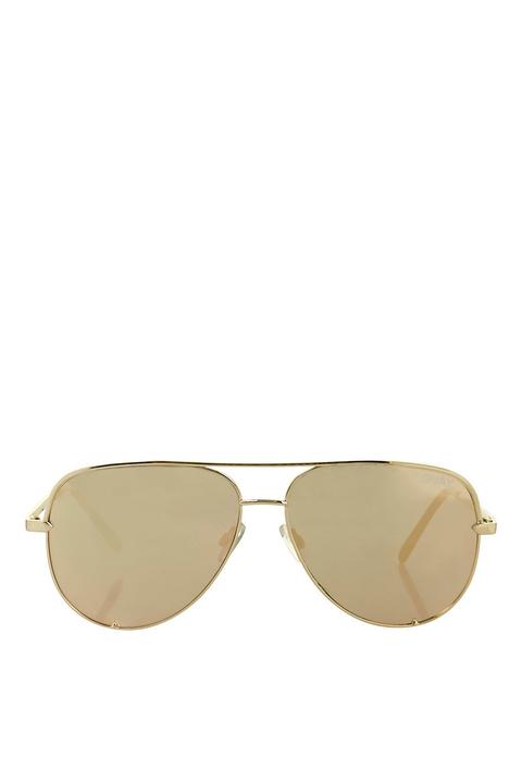 Womens **high Key - Gold Gold Sunglasses By Quay X Desi - Gold, Gold
