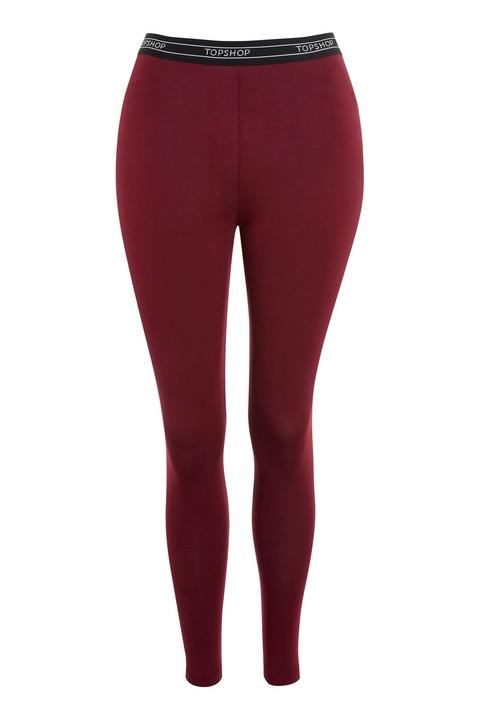 Womens Petite Topshop Elastic Leggings - Burgundy, Burgundy