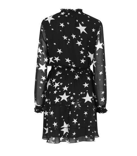 Black Star Print Tiered Mini Dress New Look