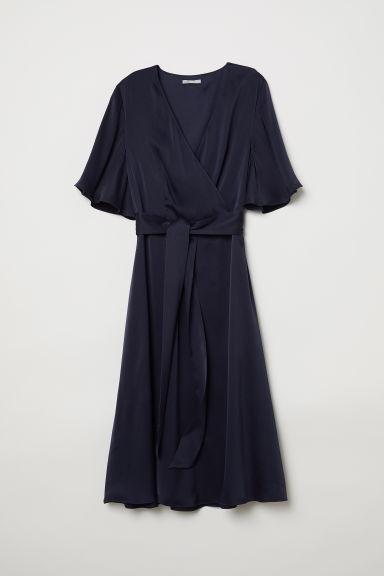 H & M - Abito In Seta Con Scollo A V - Blu
