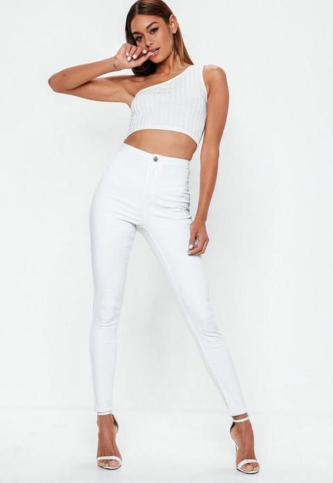 White High Waisted Skinny Jeans, White