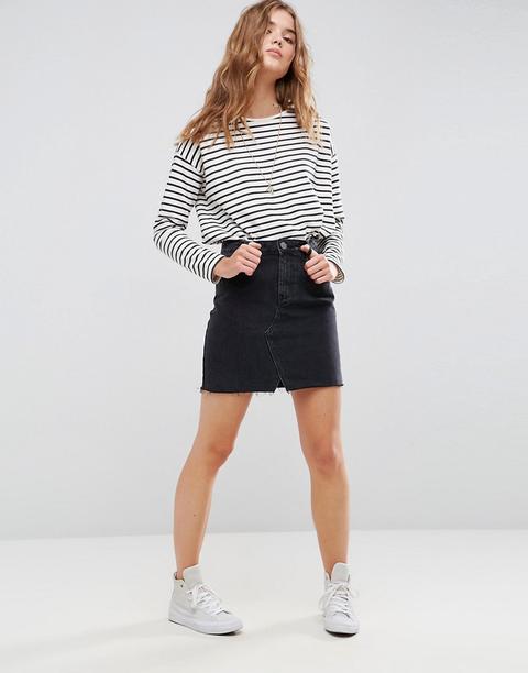 Asos Design – Pelmet-jeansrock In Verwaschenem Schwarz