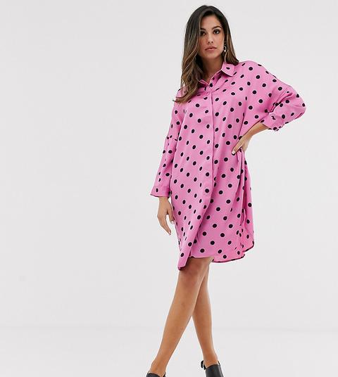 Vila - Vestito Camicia Oversize A Pois - Multicolore