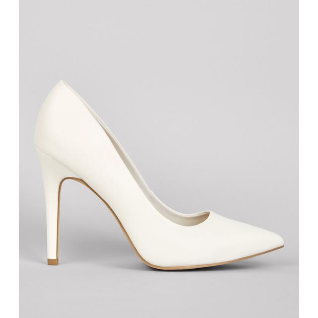 white pointed court shoes