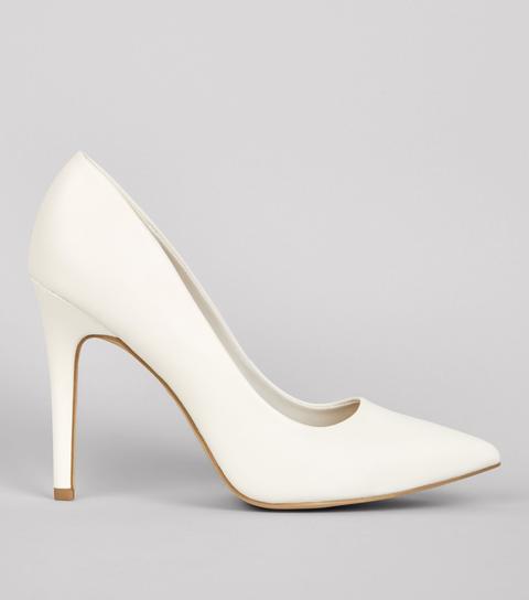 Wide Fit White Pointed Court Shoes from 