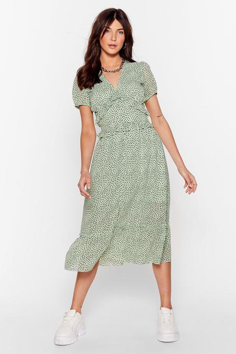 Womens Dot To Have It Ruffle Midi Dress