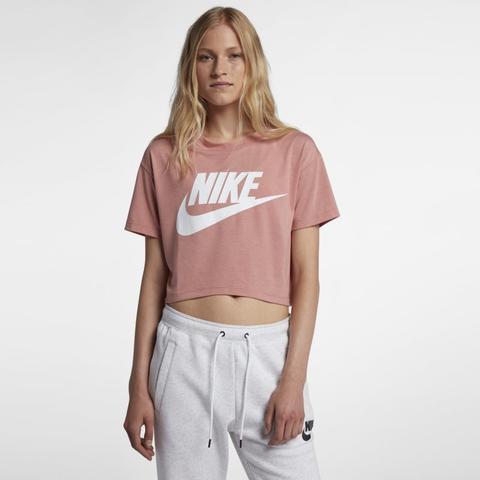 Nike Essential Cropped Camiseta De Manga Corta - Mujer - Rosa