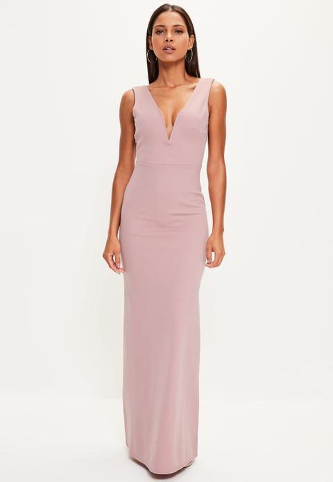 Pink V Plunge Maxi Dress