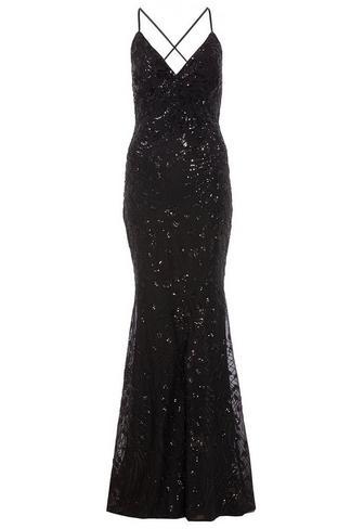 quiz black sequin maxi dress
