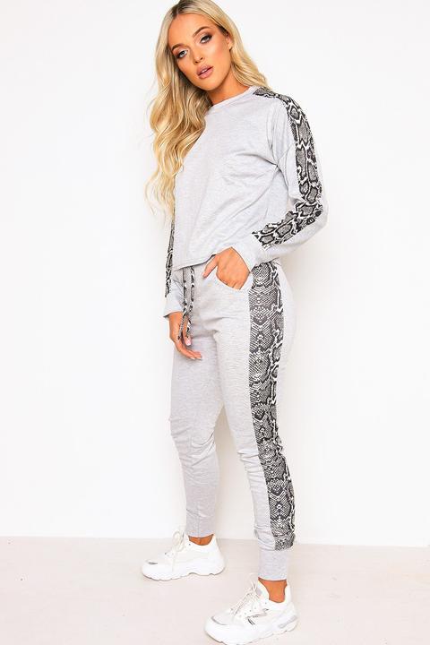 Grey Snake Stripe Loungewear Set