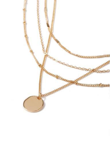 Mens Gold Multirow Necklace*, Gold