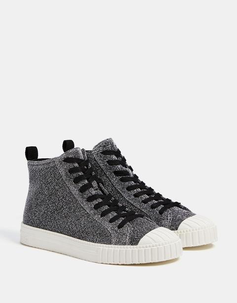 Sneakers Stivaletto Brillante Con Punta In Gomma