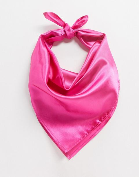 Pañuelo De Satén De Poliéster En Rosa Intenso De Asos Design