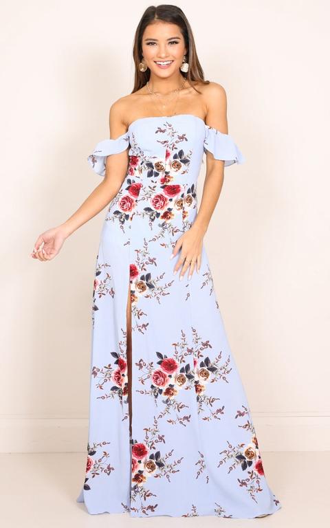 A Floral Affair Maxi Dress In Blue Floral