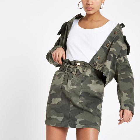 river island camo skirt