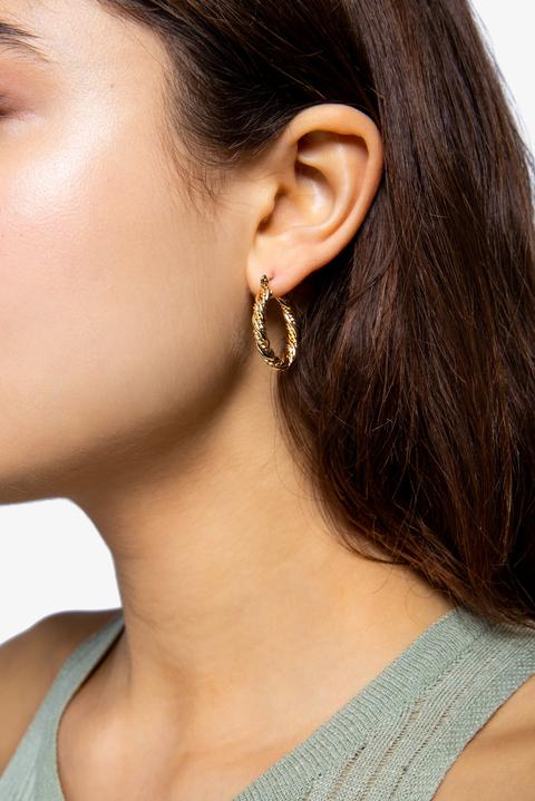 Womens **chunky Twist Hoop Earrings - Gold, Gold from Topshop on 21 Buttons