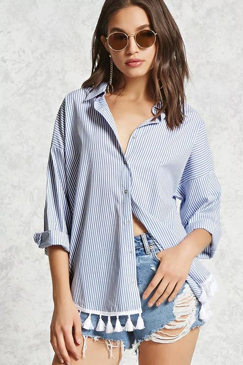 Tassel Trim Stripe Shirt