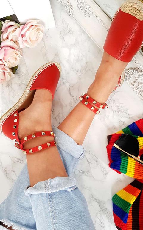Giovanni Studded Red Espadrilles In Red