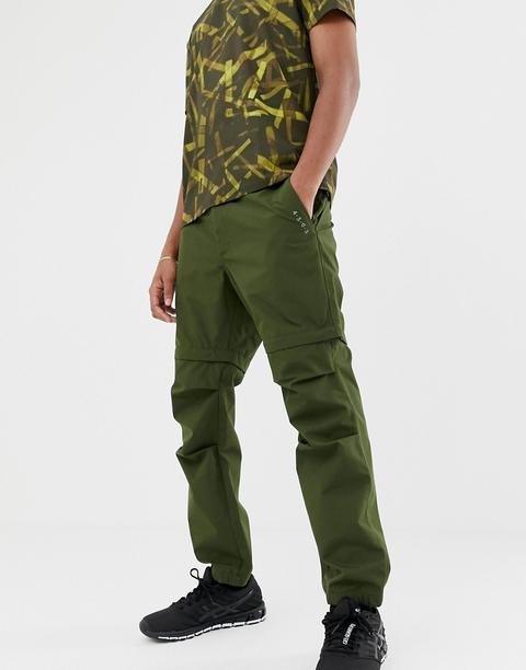 Asos 4505 Trousers With Detachable Legs In Water Resistant Fabric-green